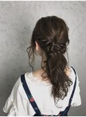 編み込みローポニー イルミナカラー オーシャン 池袋