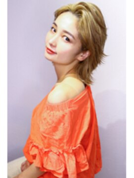 ラフィス ヘアー ピーチ 岡山店(La fith hair peach) 【La fith】 かき上げバング×ハイトーン