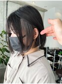ボブ×インナーカラーグレー