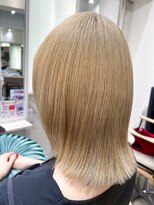 ミシェリー 新宿店(misherry)&nbsp;韓国風シースルーバング×ホワイトブロンド艶髪金髪ケアブリーチ