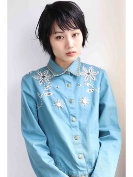 アボヘアー(Abo hair) 20代30代40代黒髪小顔ナチュラルこなれショート重めバング