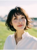 ボブレイヤーで遊ばせるミディアムヘア