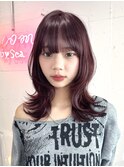 10代20代ミディアムレイヤーブリーチなしカラーチェリーレッド