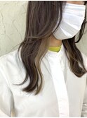 セミロング ウルフ インナーカラー ダブルカラー
