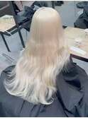 12057髪質改善ホワイトブロンドホワイトアッシュ艶髪ストレート
