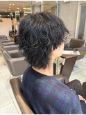 メンズ波巻きウルフパーマ