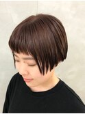 ストレートミニボブ × レッドブラウン
