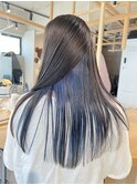 美髪インナーカラー/コバルトブルー/ネビージュ/大人かわいい