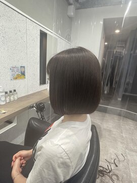 シェル 立川(shell) チャコールグレージュ/ブリーチなし/ワンレンbob/透明感カラー