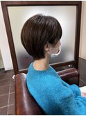 丸みショート/前髪/顔周りカット/濱崎優/透明感カラー
