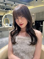 ロンドメリア 天神大名店(Lond Melia) ★グレージュカラー斜めバングデザインカラーシルキー ベージュ