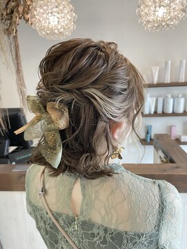 ヘアーサロン リベット(hair salon Libett) リボンハーフアップヘアセット/外ハネボブ