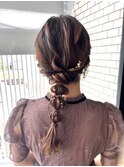 編みおろし　金箔ヘア　玉ねぎヘア　お呼ばれヘアセット