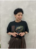 ベリーショート黒髪パーマ