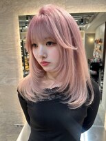 ウェーブミディアムメルティカラー×レイヤーカット韓国　銀座