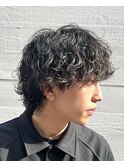 渋谷メンズミディアムパーママッシュウルフカットシャドウパーマ