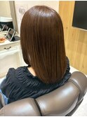 髪質改善ストレート/ミディアムボブ/美髪/キャラメルブラウン/秋