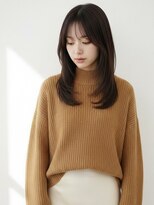 アンドヘアサロン(AND hair salon)&nbsp;小顔レイヤー/顔周りレイヤー/ココアブラウン/暗髪/黒髪