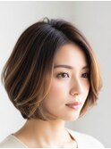 艶ボブ川越/ショート/ハイライト/白髪ぼかし/白髪染め
