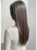 髪質改善カラーくびれ巻き髪ロングヘア透明グレージュ秋カラー