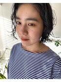 黒髪パーマボブヘア