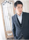 爽やか七三オールバックツーブロックショートP
