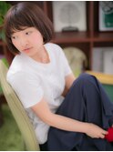 黒髪グレーベージュ小顔前下がりぶつ切りボブc5川口20代30代40代