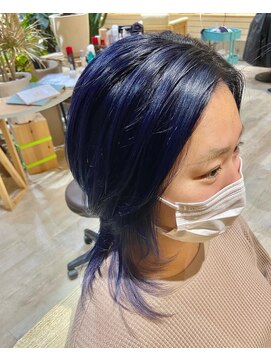 プレイフル(PLAYFUL) ネイビーカラー毛先グラデーションラベンダー