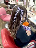 『ツインテール＆ダブルリボン＆パールガーランドハーフアップ』