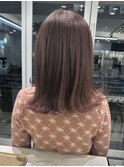 グレージュネージュハイトーン切りっぱなしボブイメチェン前髪