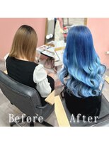あるじゃんすー 沖縄店 アイスブルー#シールエクステ#レイヤーロング#ヨシンモリ#沖縄