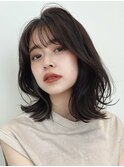 顔周りレイヤーカットグレージュカラーくびれボブベージュカラー