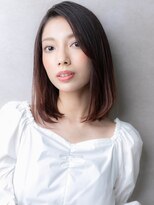 カバーヘア 上尾西口店(COVER HAIR)&nbsp;エンドカラー艶感ストレートかきあげミディアムX上尾20代30代