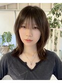 bミディアムレイヤーくびれレイヤーハッシュカットくびれミディ