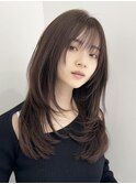 ★ロングレイヤーカットハッシュカットチョコレートブラウン