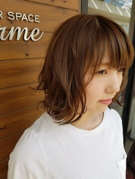 ヘアースペースシャルム (HAIR SPACE Charme) 外ハネ やわらか☆ アッシュベージュ　ボブ ♪