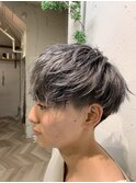 【MITSU】シルバーグレー×ショートレイヤー×ツーブロック