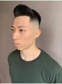 バーバースタイルフェードサイドグラデーション七三オールバック