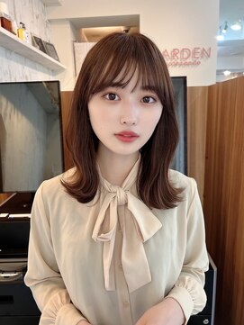 ガーデン 渋谷(GARDEN) 黒髪ボブルフネビージュワンレンくびレイヤーミディアムヘア