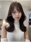 小顔韓国ヘア＊ミディアムくびれ巻き×グレージュカラー◯伊藤