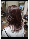 ロングレイヤー　レッド系ハイライト