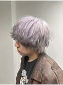 メンズウルフカットホワイトカラーエンドカラー