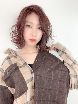 クシュ 所沢西口プロぺ通り(kusyu... ) くびれヘア韓国風巻きアプリコットオレンジ夏ハイライトカラー