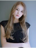 レイヤーカット/韓国ヘア顔まわり/大人ハイトーン/20代30代40代