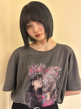 ロックス バイ マグ 松本(rocks BY MAG) 20代30代透明感暗髪アッシュブルーグレージュ丸みボブ