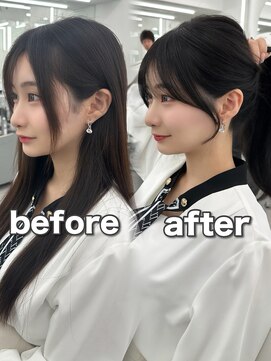 アマトウキョウ アユンチェ(AMA TOKYO×AYUNCHE) 前髪顔まわり韓国ヘアレイヤーカットサイドバンク2wayバンク韓国