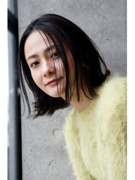 エインアンリー 表参道(AIN.ANLY.) 小顔カットの耳かけボブ☆ハイライトカラーオリーブカラー