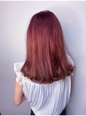 レッドカラー_マロンベージュ Aラインボブ かきあげ