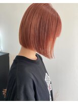 リリ バイ クローバー(lili by CLOVER)&nbsp;オレンジ/ハイトーン/ぱっつん前髪/ブリーチ/ダブルカラー