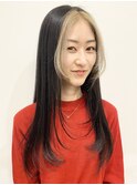 【松戸　石山】黒髪ロングシャギーレイヤーバングカラー